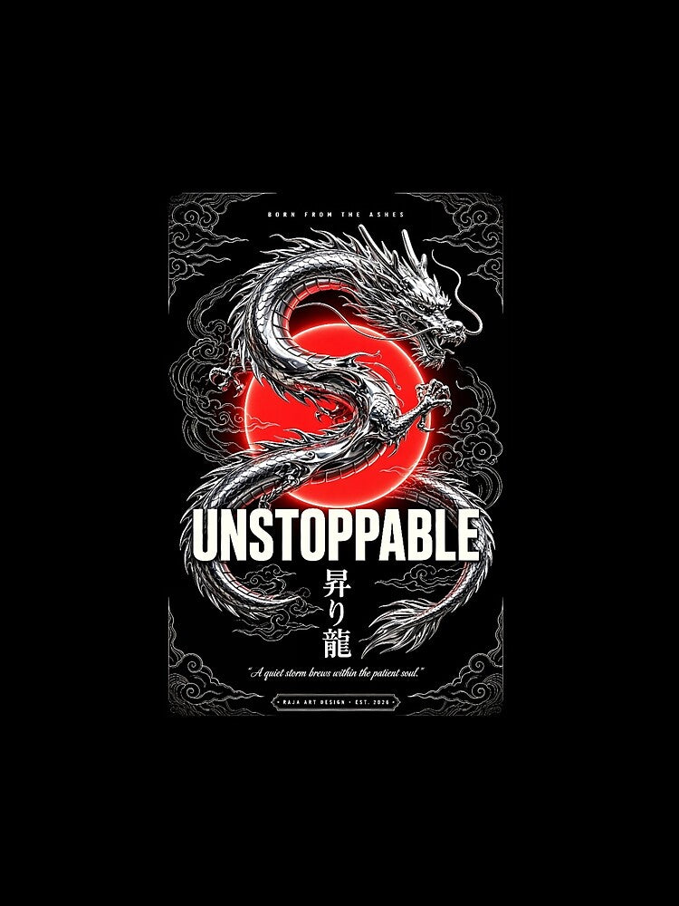 Unstoppable Rising Dragon Japanese Aesthetic Tee by RajaArtDesign