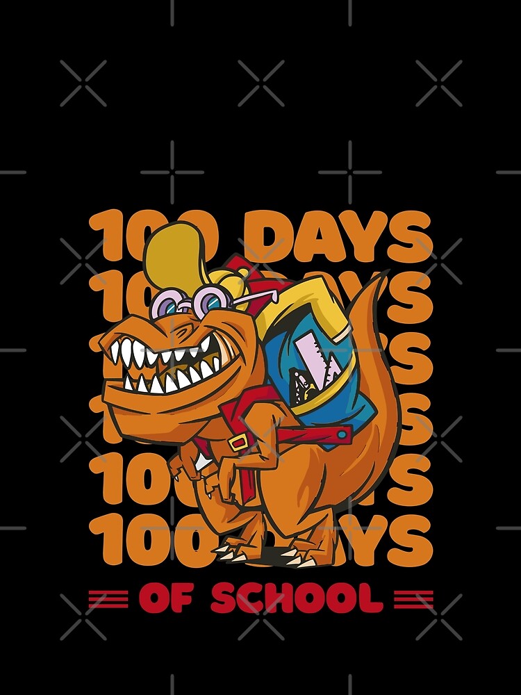 100 Days of school typography featuring a T-rex dino with bacpack #2 by XYDstore
