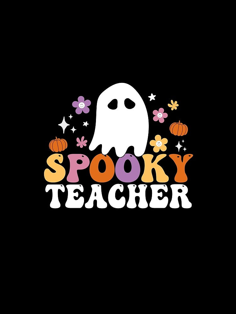 Spooky Teacher Groovy Ghost Spooky Season Lazy Halloween Costume by Sasikharn