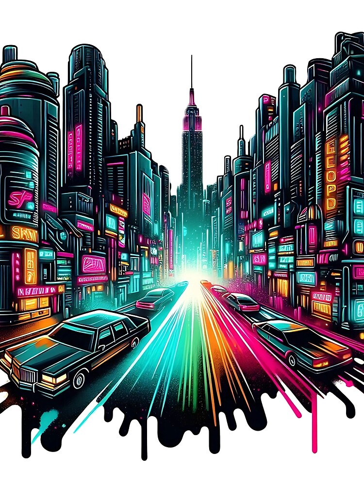 Neon Cityscape Speed Rush by JavisSRDesign