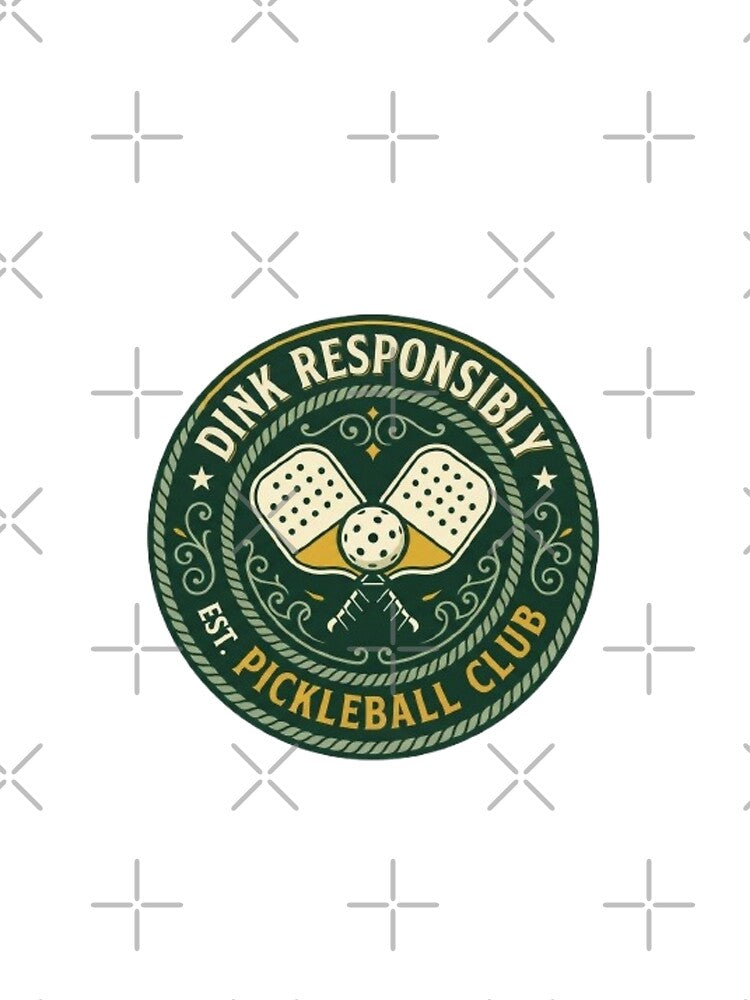 Dink Responsibly Funny Vintage Pickleball Paddle Beer Badge Gift T-Shirt Sticker by zdzdesigner