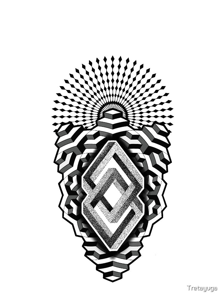 Sacred geometry mandala illusion geometric pattern by Tretayuga