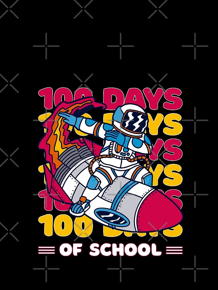 100 days of school typography featuring Astronauts dabbing on a rocket #3 by XYDstore