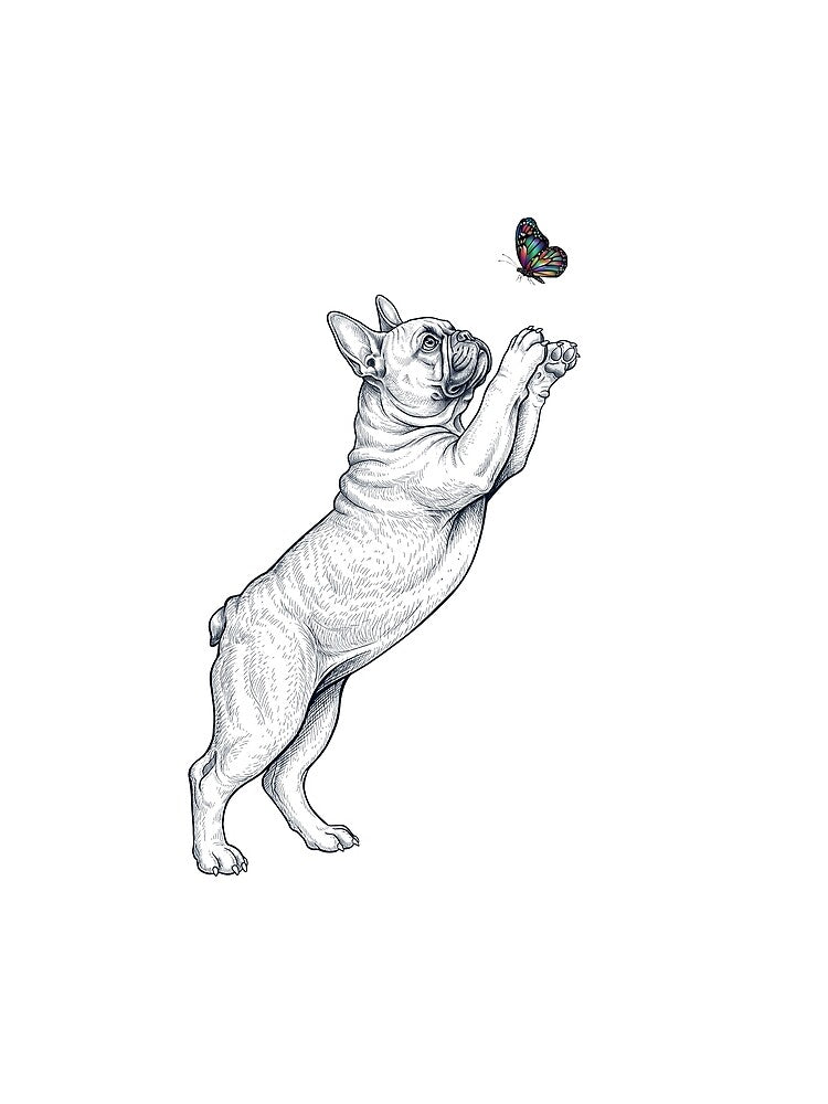 Vintage French Bulldog with Butterfly Dog Mom Owner by TerryConnells