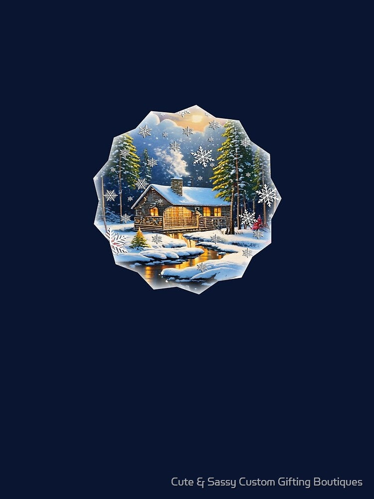 Winter Cozy Cabin in Snow by Cute & Sassy Custom Gifting Boutiques