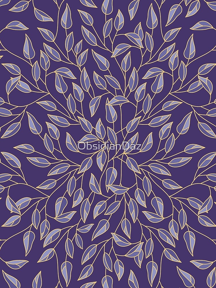Leaves Pattern (Gold Line Art, Violet) by ObsidianDaz