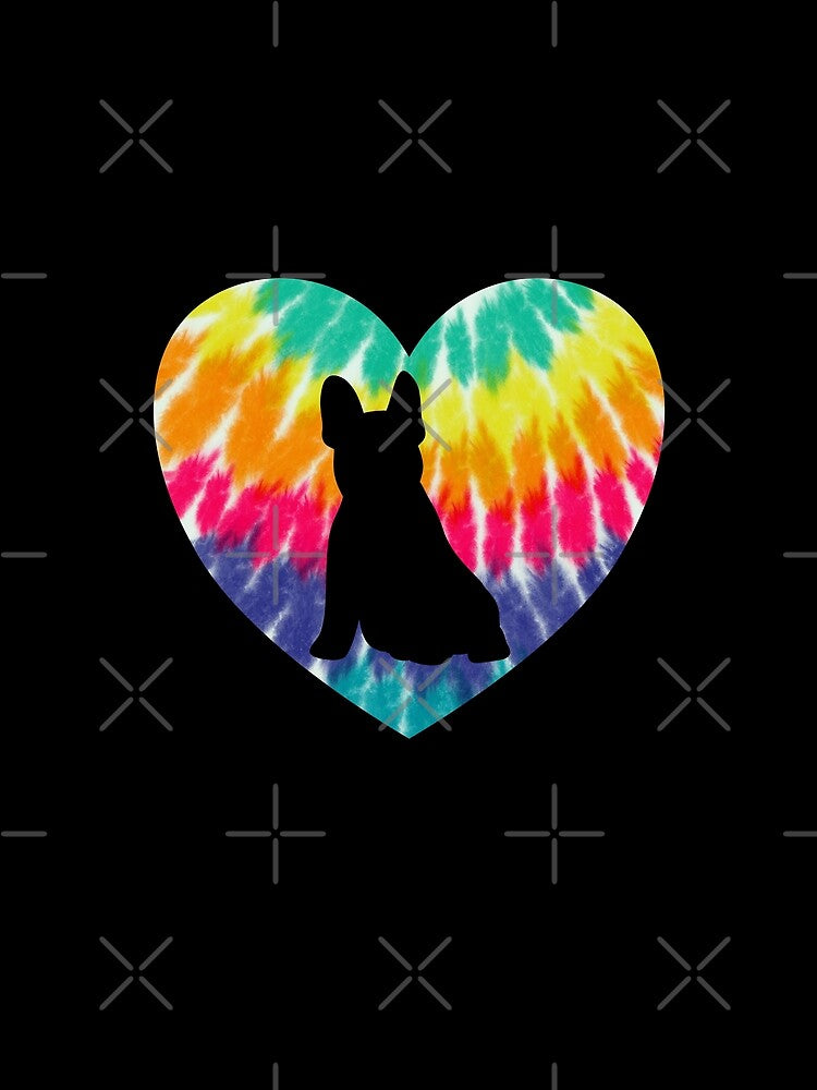 French bulldog Heart With Tie Dye Print For frenchie Dog Mom by JokeGysen
