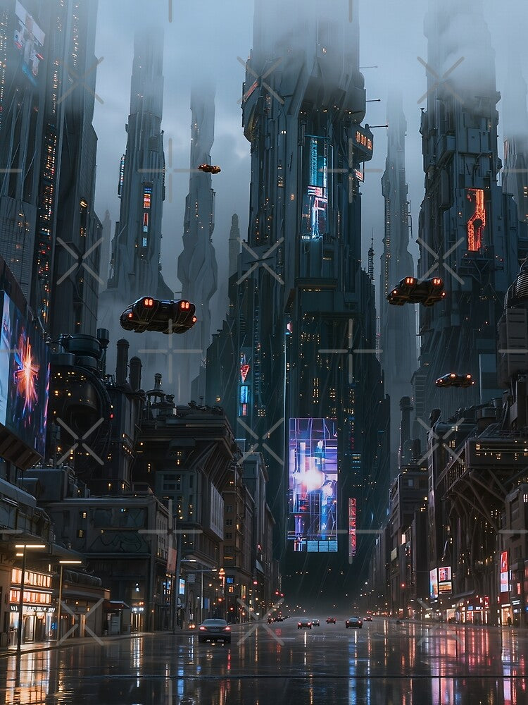 Neon Megacity Rain – Futuristic Cyberpunk Skyline by SynthRaccoon