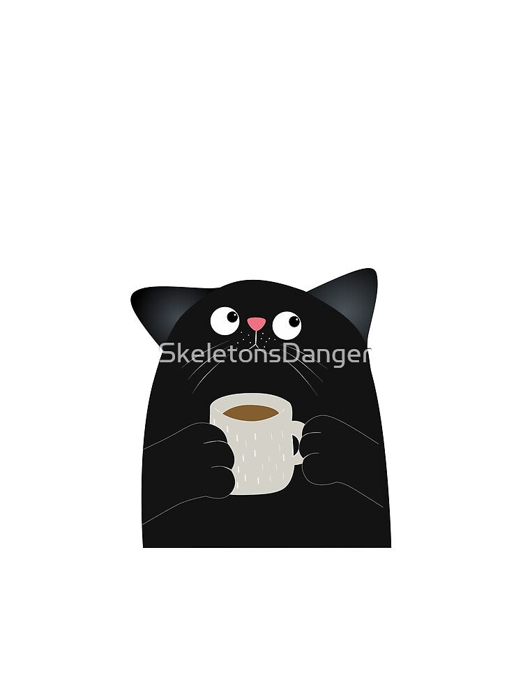 Black Cat Coffee Lover Feline Drinker Morning Caffeine Pet Owner by SkeletonsDanger
