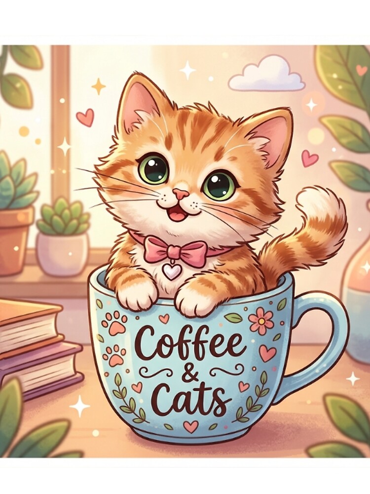 Cute Ginger Cat in a Coffee Cup by Pulp-Peel