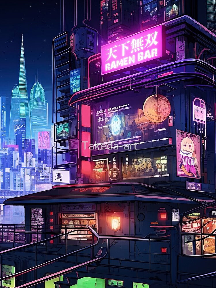 Cyberpunk Tokyo Ramen House by Takeda-art