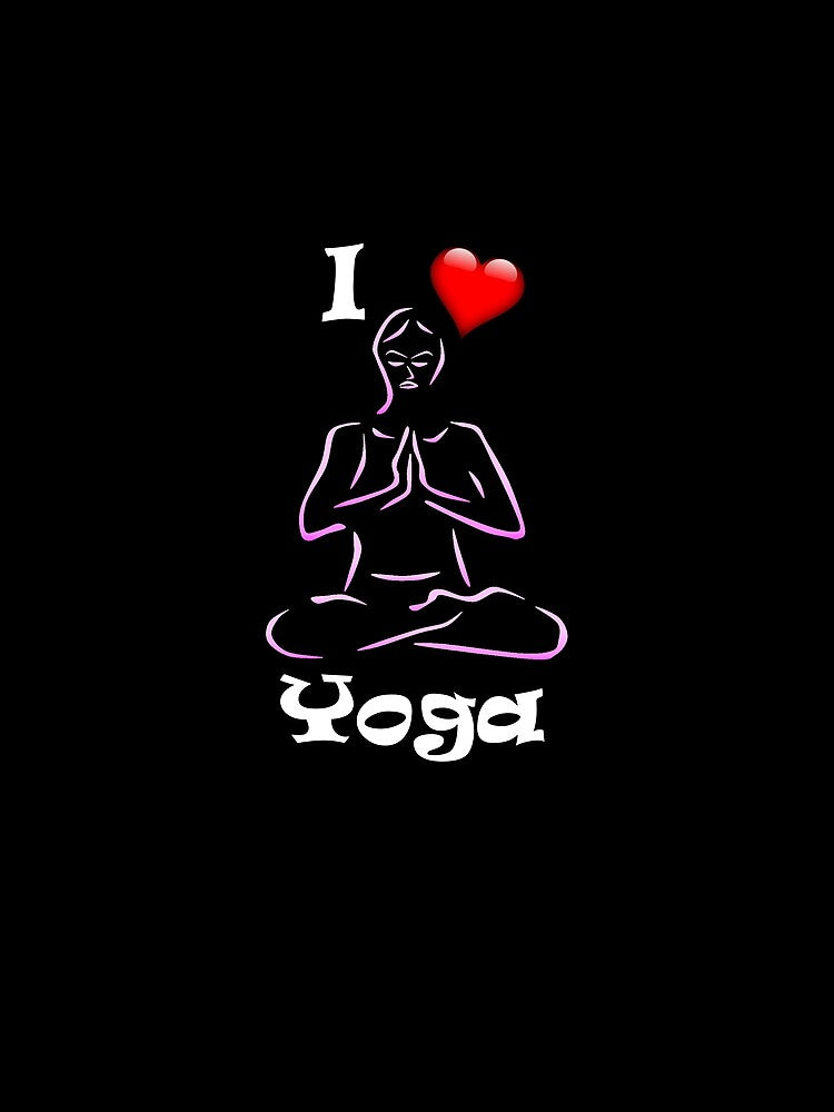 'I Heart Yoga' Lotus Pose (white lettering) by Michael Pilinski