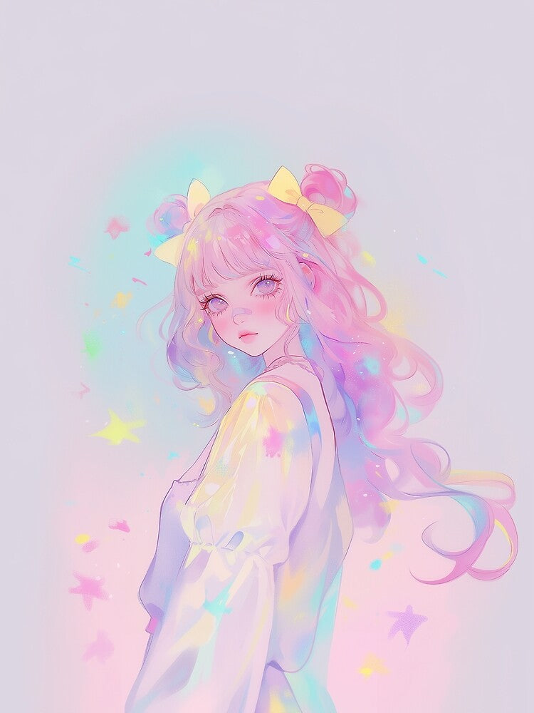 Pastel Dreamy Anime Girl with Star Aesthetic by Kawai Anime Shop
