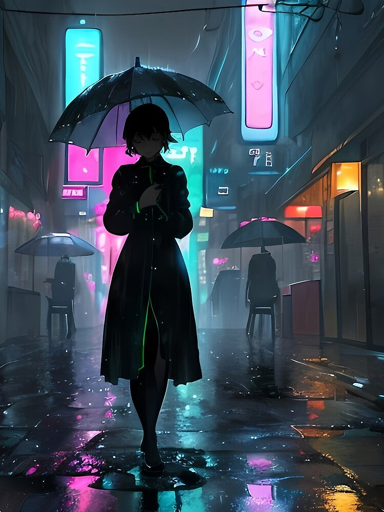 Cyberpunk Alley at Night | Neon Rainy Street Sci-Fi Artwork by ArtscapeProductions
