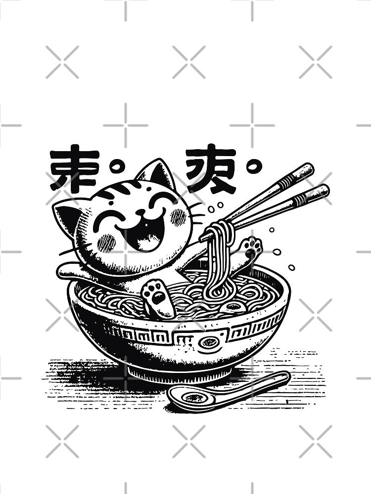 Kawaii Ramen Cat Japanese Noodles Streetwear by LuminOrb