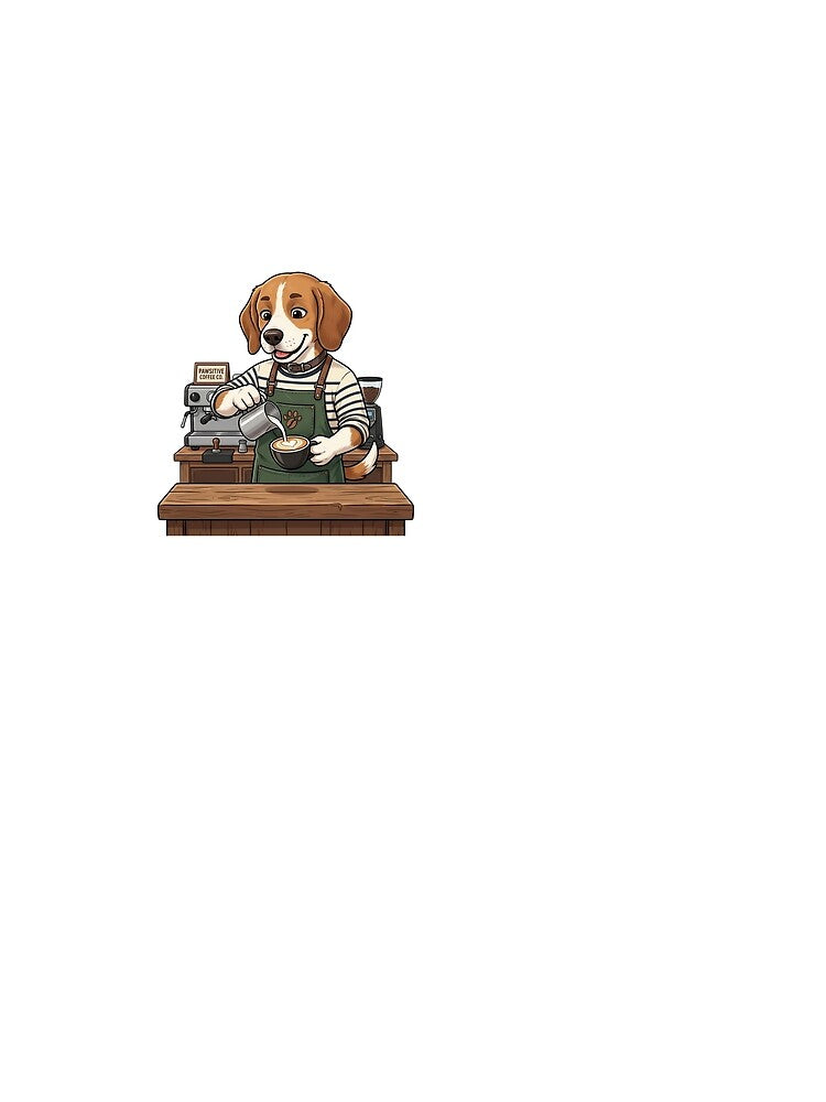 Funny Beagle Barista Coffee Art - Cute Beagle Dog Making Latte Art for Coffee Lovers by PictoVibe