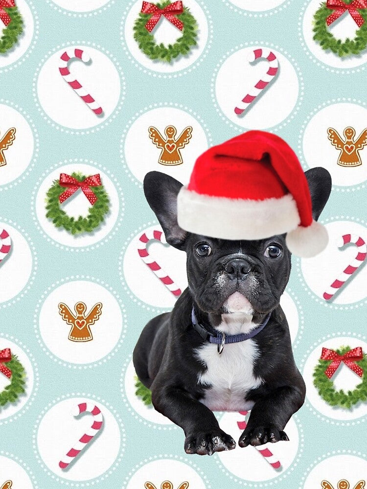 Blue French Bulldog Christmas Candy Canes by FunShirtDesigns