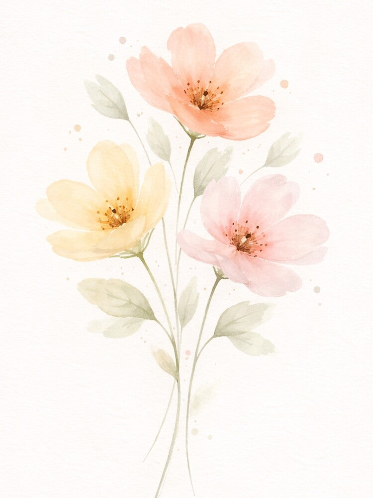 Minimal Watercolor Flowers – Soft Pastel Botanical Phone Case by DrizzyV