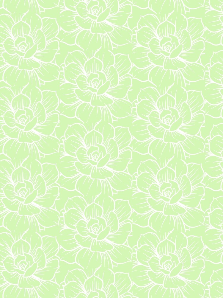 Green Floral Succulents Flowers Pattern by NelBo