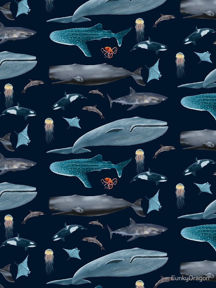Marine Life Pattern - Ocean Fauna - Under The Sea Animals by FunkyDragon
