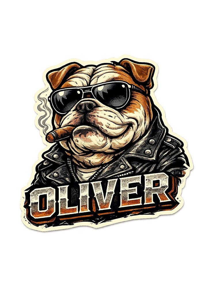 Oliver – Cool Bulldog Name Mascot Sticker by AlexLineArt