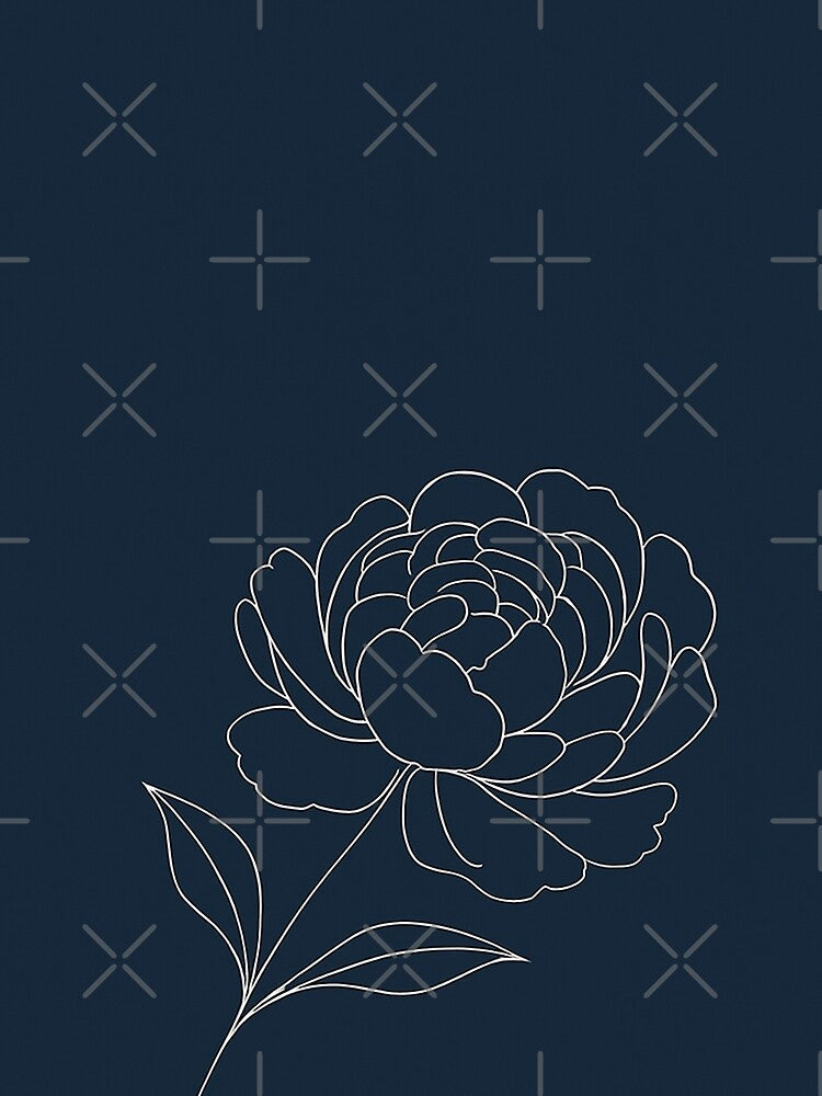 Offset Peony Bloom — Minimalist Botanical Line Art Collection 3 by VoglR