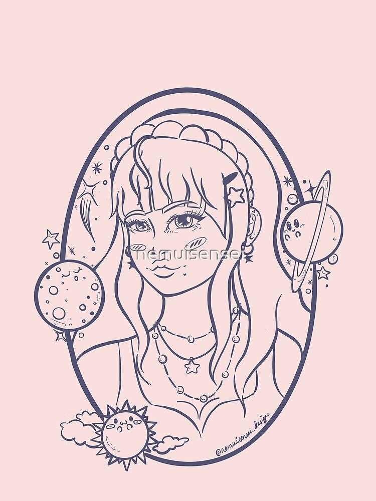 Space Anime Girl Y2K Kawaii Lolita Core Cute Anime Girl art by nemuisensei