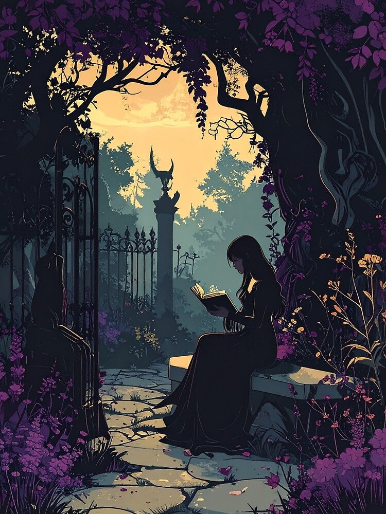 Girl Reading in the Haunted Garden by TripleMoonCrafts