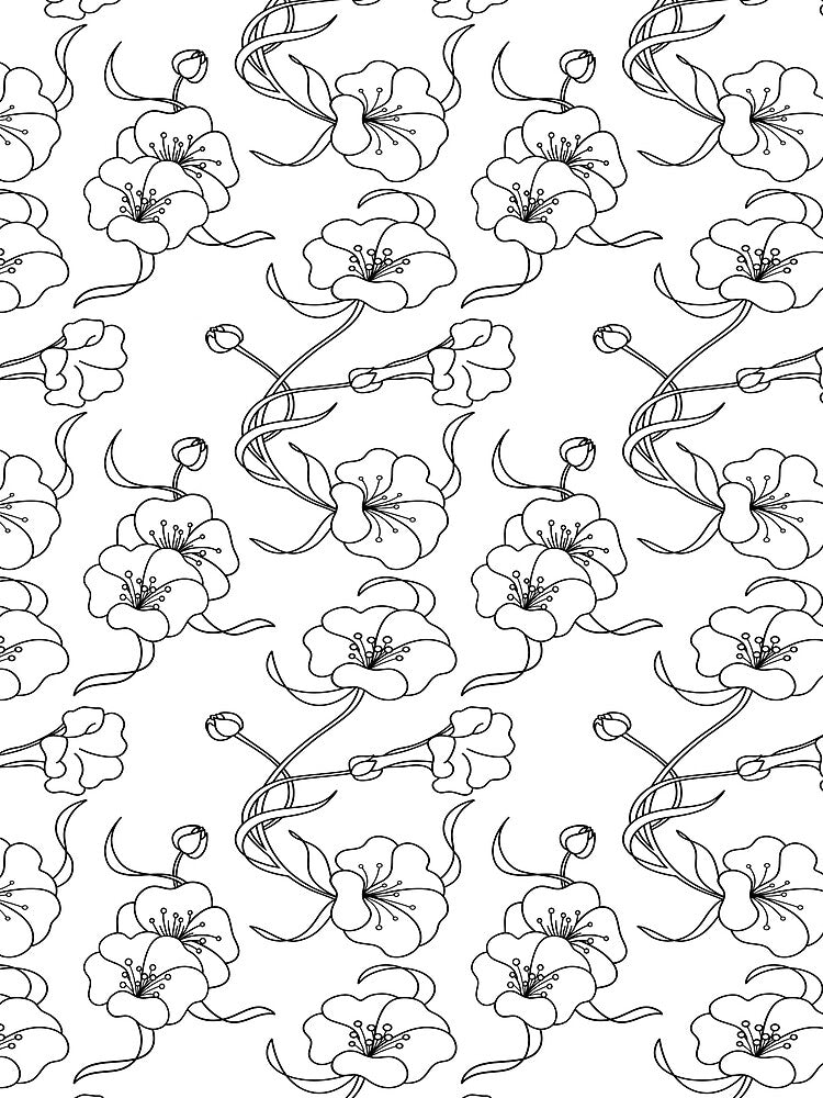 Dancing Flowers | Minimalist Botanical Line Art by MissSairung