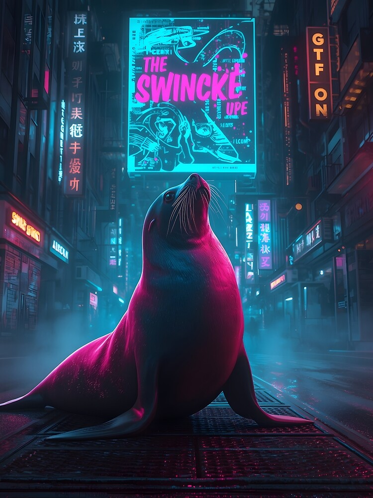 Seal in a neon cyberpunk city by SealMart