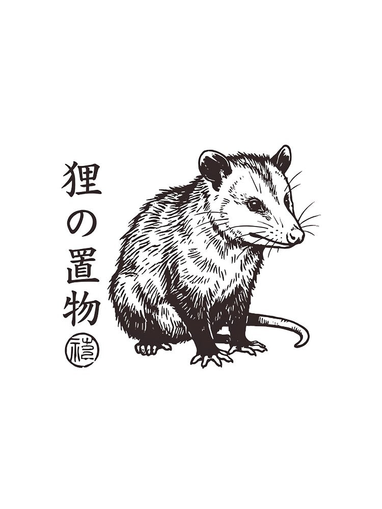 Vintage Japanese Opossum - Lucky Tanuki Statue Ukiyo-e Art by Mason-Pride