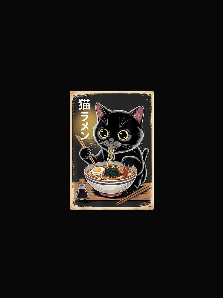 Kawaii Cat Eating Ramen Noodles Funny Anime Gifts Girls by cawtoon
