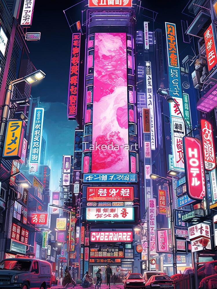 Cyberpunk Tokyo Neon Street by Takeda-art