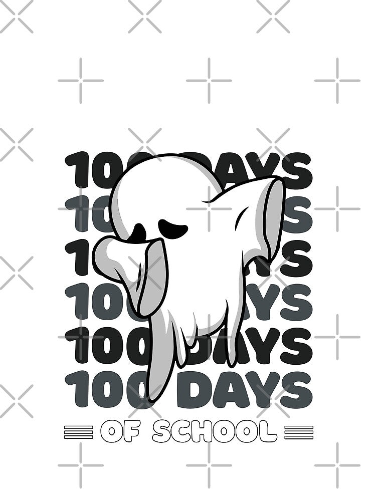 100 Days of school typography featuring a Cute Dabbing ghost #2 by XYDstore