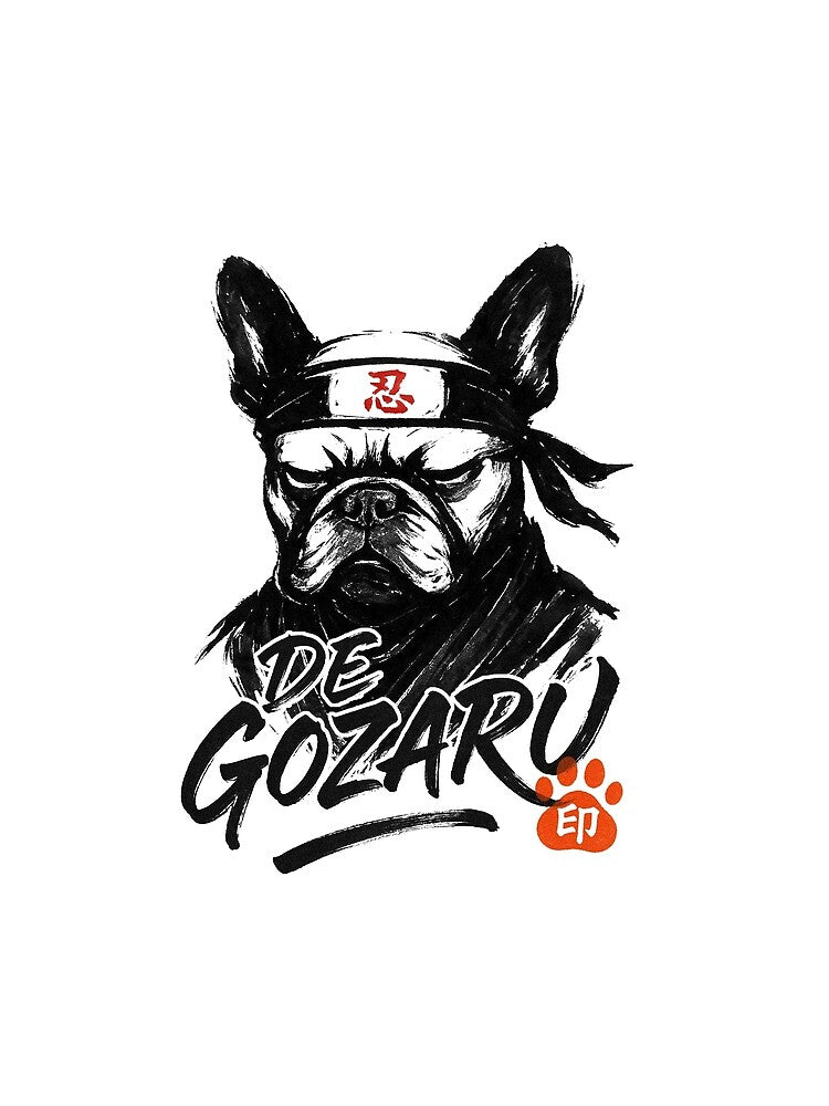 Sumi-e Ninja French Bulldog | Japanese Ink Brush Dog | Type A by koyuki-works