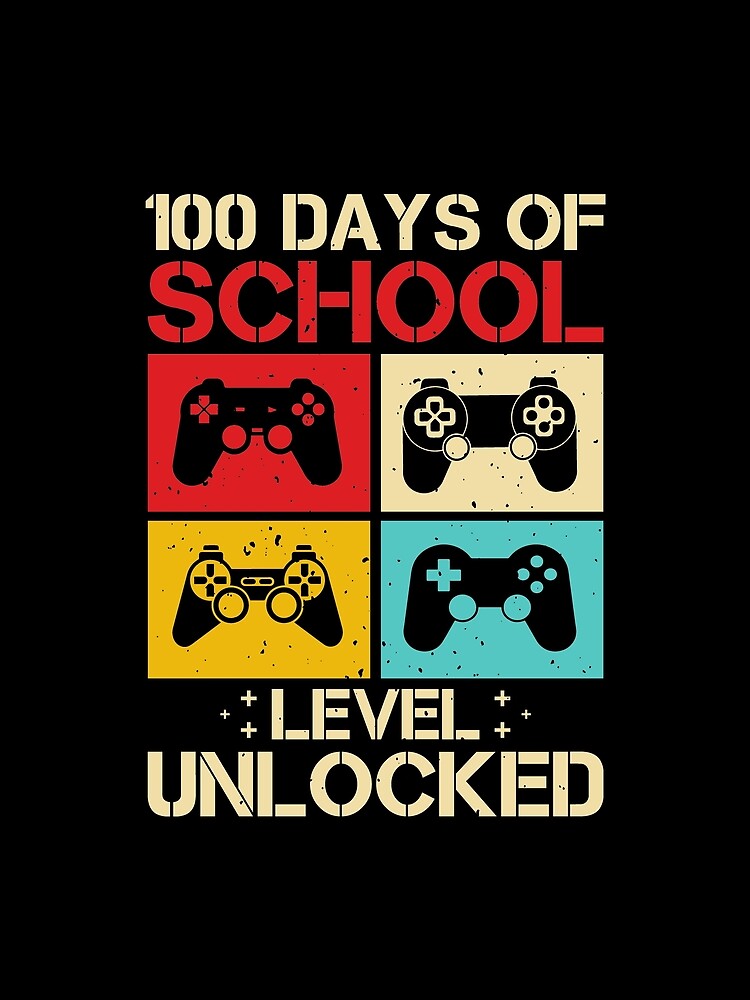100th Days of School Level Unlocked Retro Vintage Kids by ELBStore