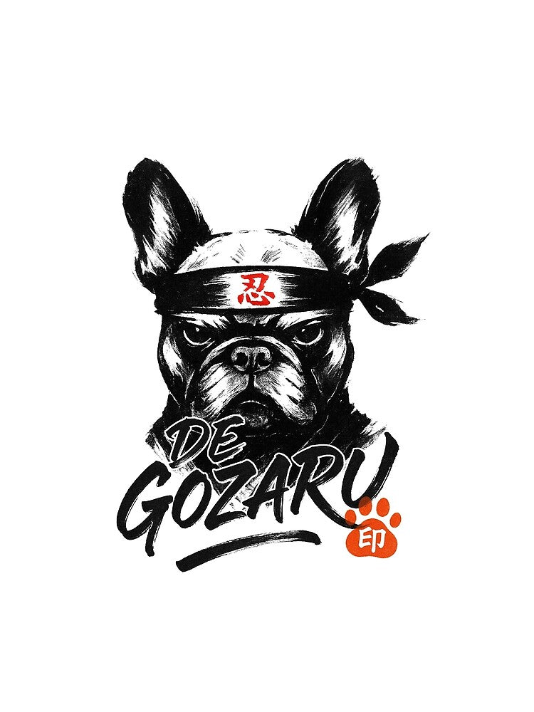 Sumi-e Ninja French Bulldog | Japanese Ink Brush Dog | Type B by koyuki-works