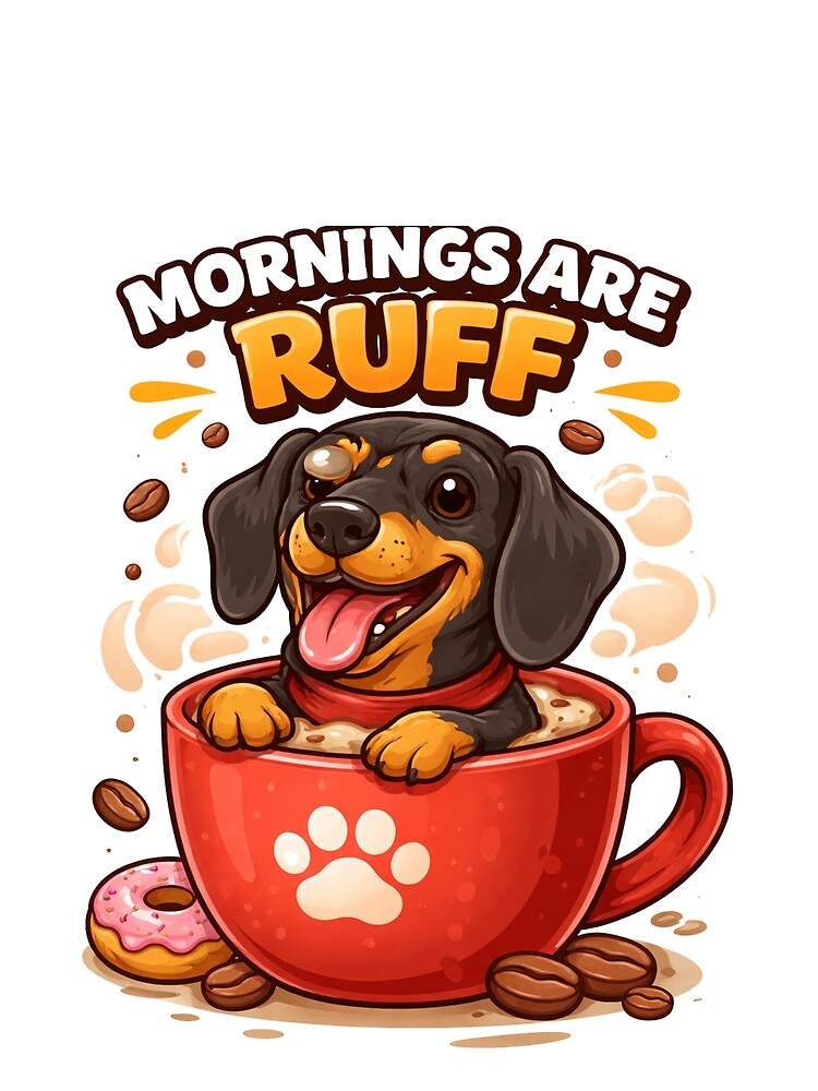 Mornings Are Ruff Dachshund Shirt – Funny Wiener Dog Coffee Lover Tee, Cute Dog Lover Gift by MoosElkPL