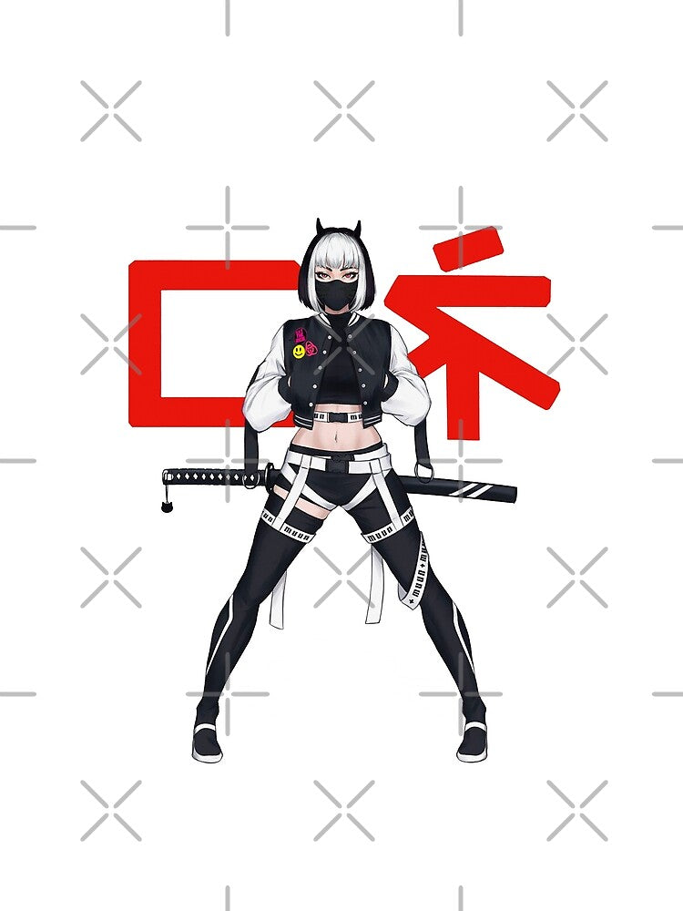 Vaporwave Samurai Girl Neo Tokyo Urban Style by OWLvision33