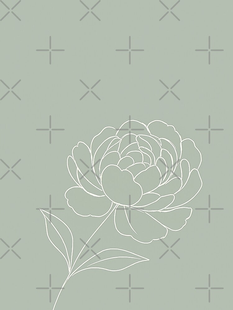 Offset Peony Bloom — Minimalist Botanical Line Art Collection 2 by VoglR