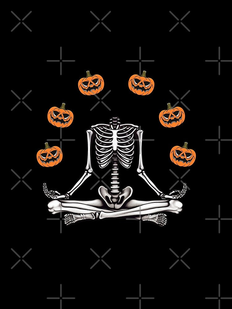 Pumpkin Tranquil Halloween Skeleton in Lotus Pose by ElLocoMus