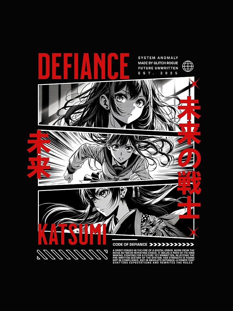 Cyberpunk Anime Manga Girl, Dystopian Warrior Graphic Tee, Japanese Streetwear Design by GlitchRogue