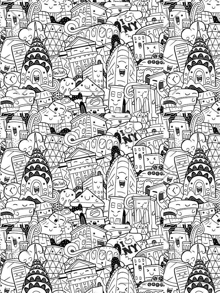 Cute Doodle Art featuring New York city by fahim96