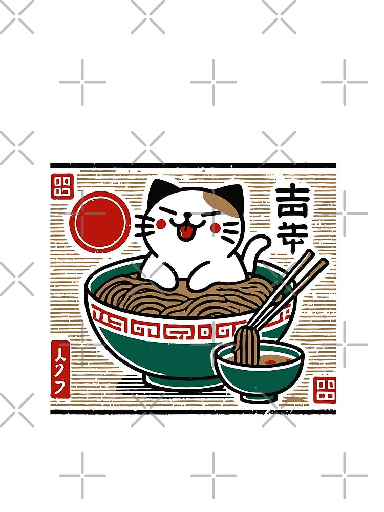 Japanese Ramen Cat Ukiyo-e Streetwear by LuminOrb