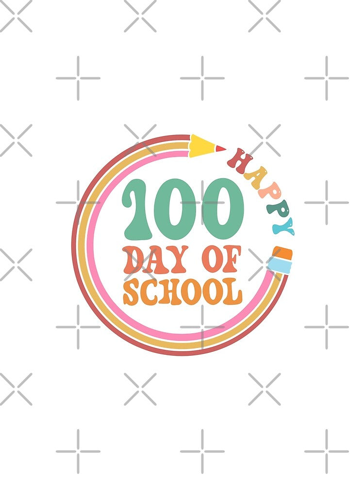 Happy 100 Days Of School Retro Pencil Circle by Smix Pixels