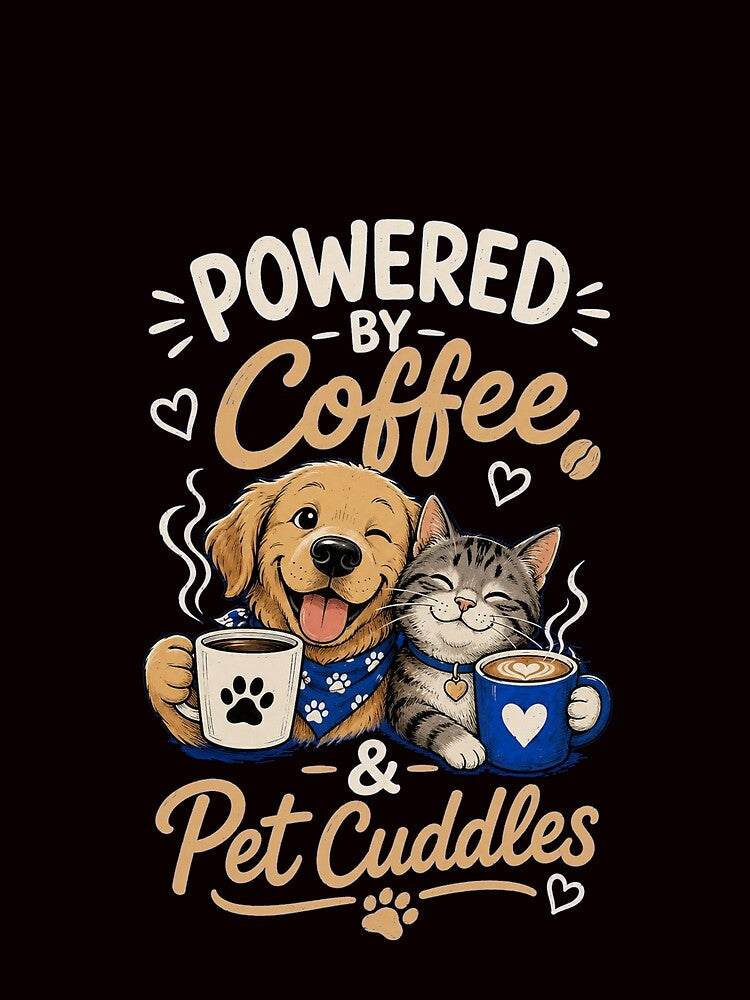 Powered By Coffee And Pet Cuddles Cute Dog And Cat Design by Evelashop