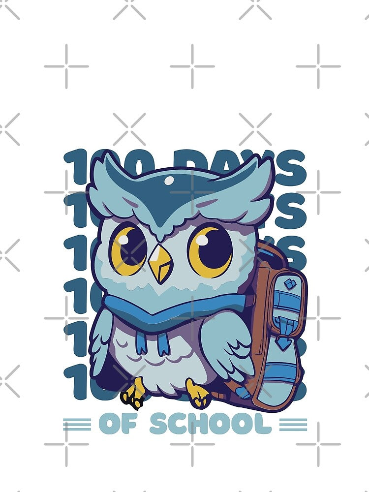 100 days of school typography featuring a Cute owl with a bagpack #2 by XYDstore