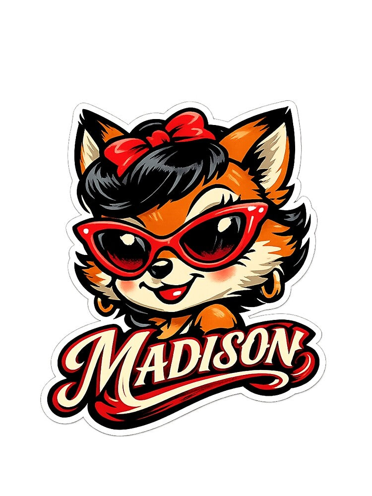 Madison – Cute Fox Name Mascot by AlexLineArt