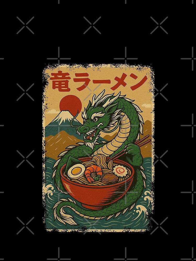 Dragon Ramen with Fuji & Red Sun – Retro Japan by Damcoc
