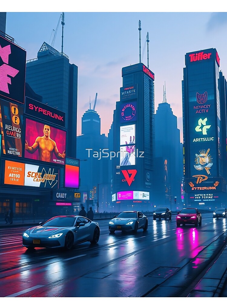 Neon Metropolis Cyberpunk Poster by TajSprinklz